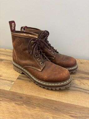Joji & Co Craft & Explore Leather Lace Up Combat Chelsea Boots Brown Unisex